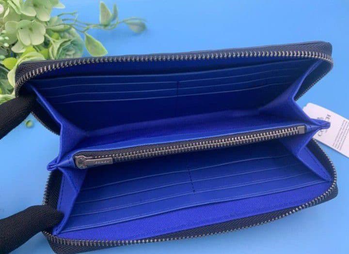 新品未使用コーチ長財布シグネチャーロングジップブルーメンズ送料無料即日発送