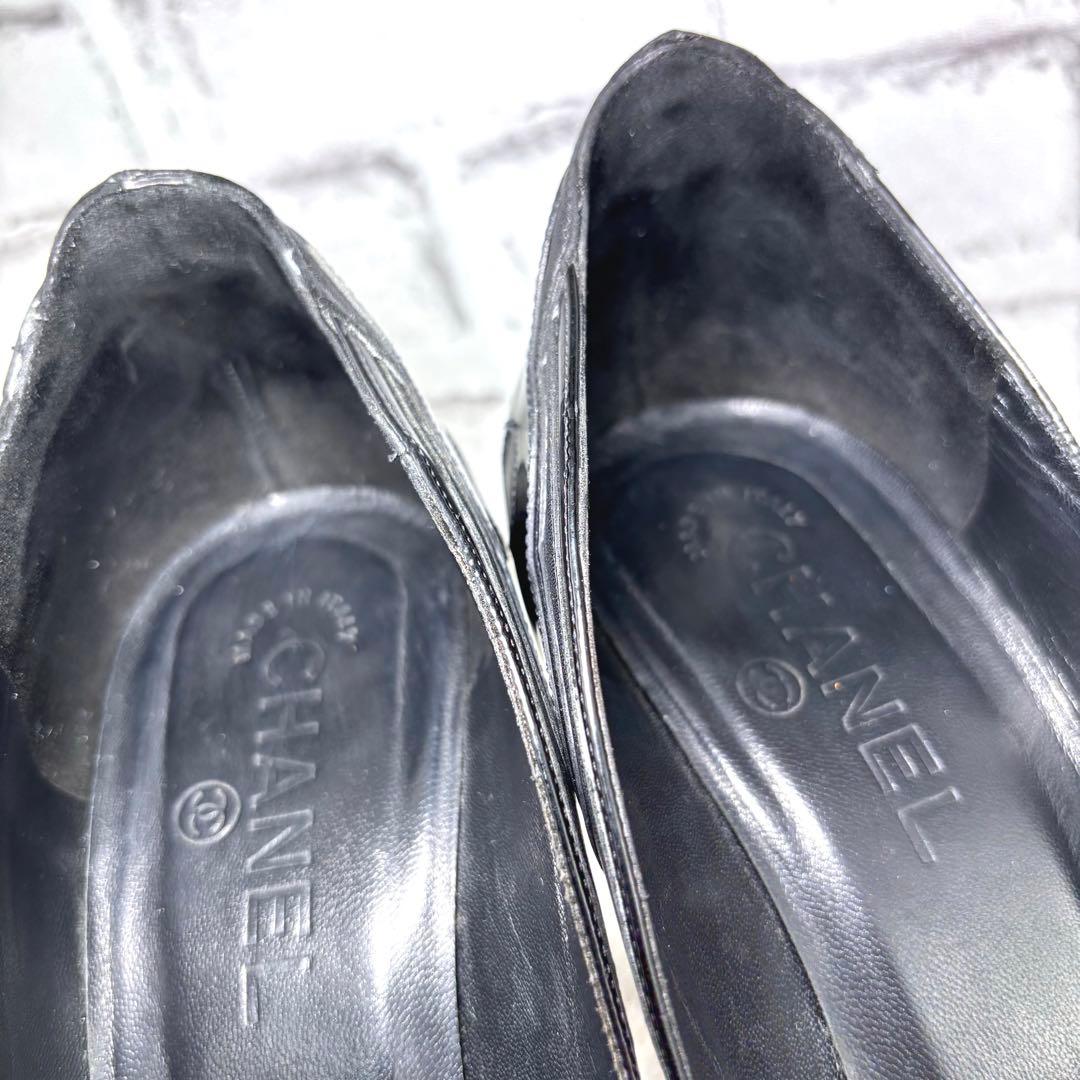 CHANEL シャネル　パンプス　カーフ＆エナメル　ブラック36C（23㎝）