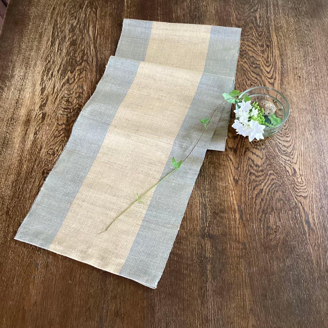 テーブルランナー／亜麻(手紡ぎ)・木綿