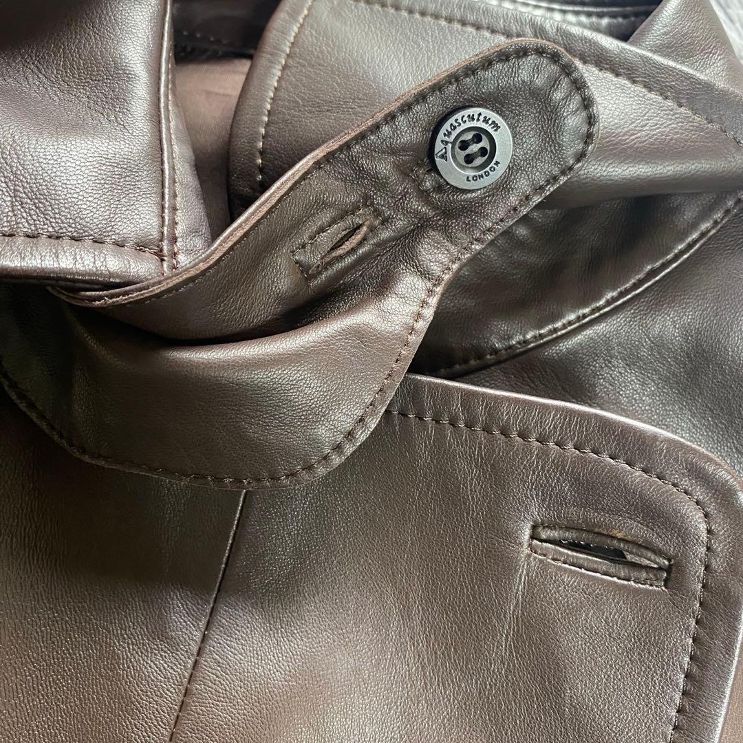 アクアスキュータム 羊革 レザージャケット ブラウン