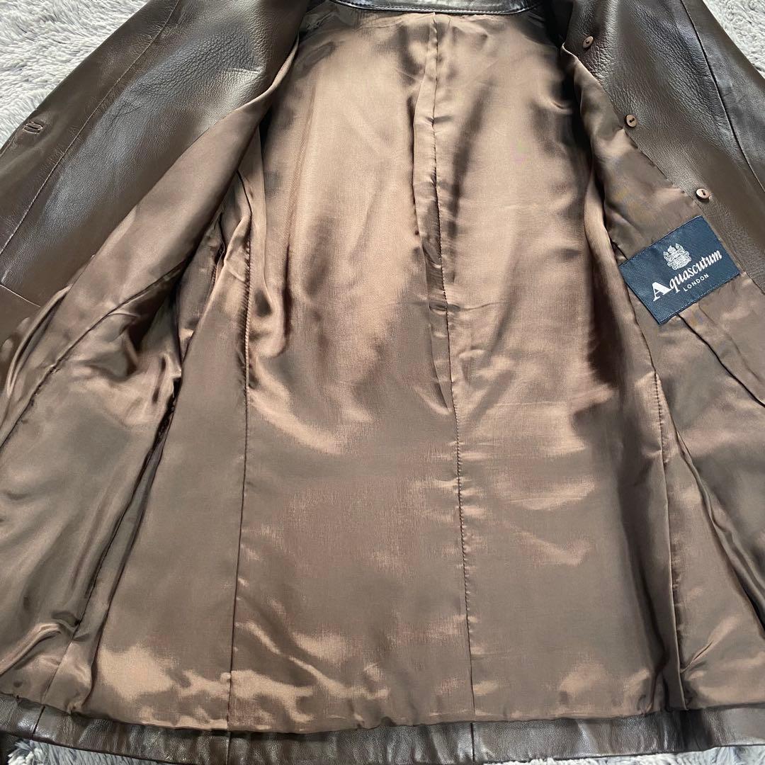 アクアスキュータム 羊革 レザージャケット ブラウン
