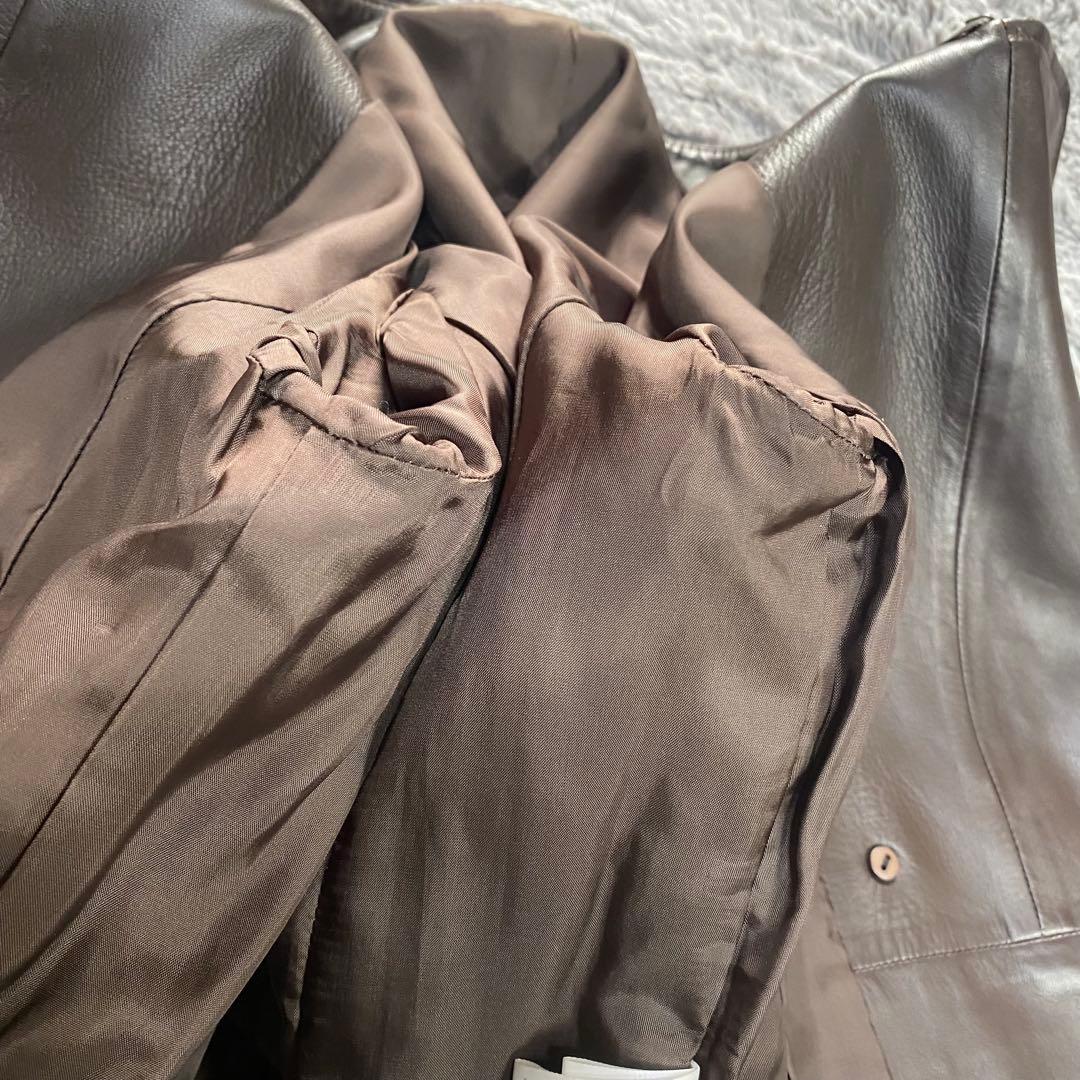 アクアスキュータム 羊革 レザージャケット ブラウン