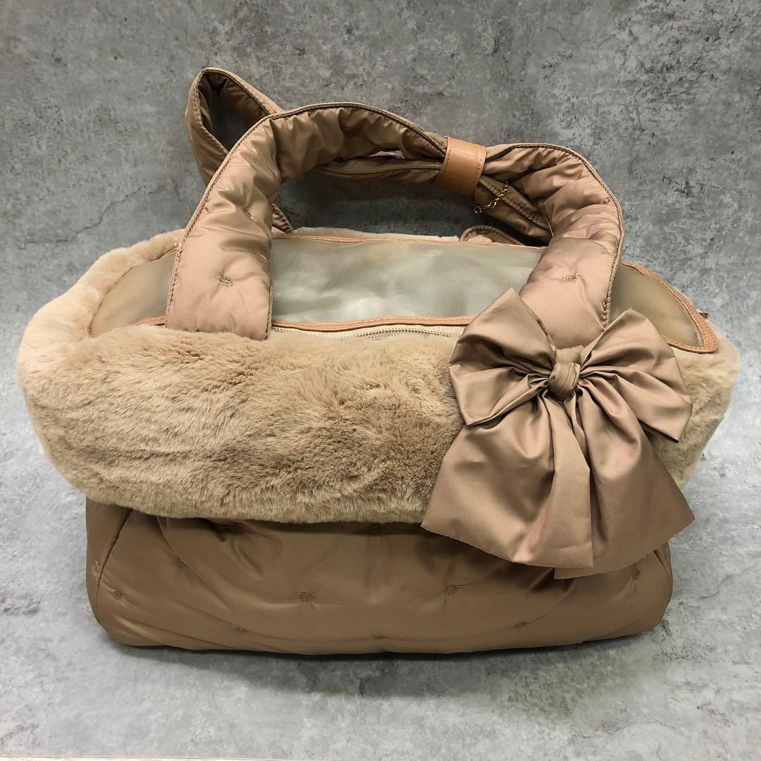 M*a様 未使用 for pets only リボン付きファーキャリーバッグ 犬