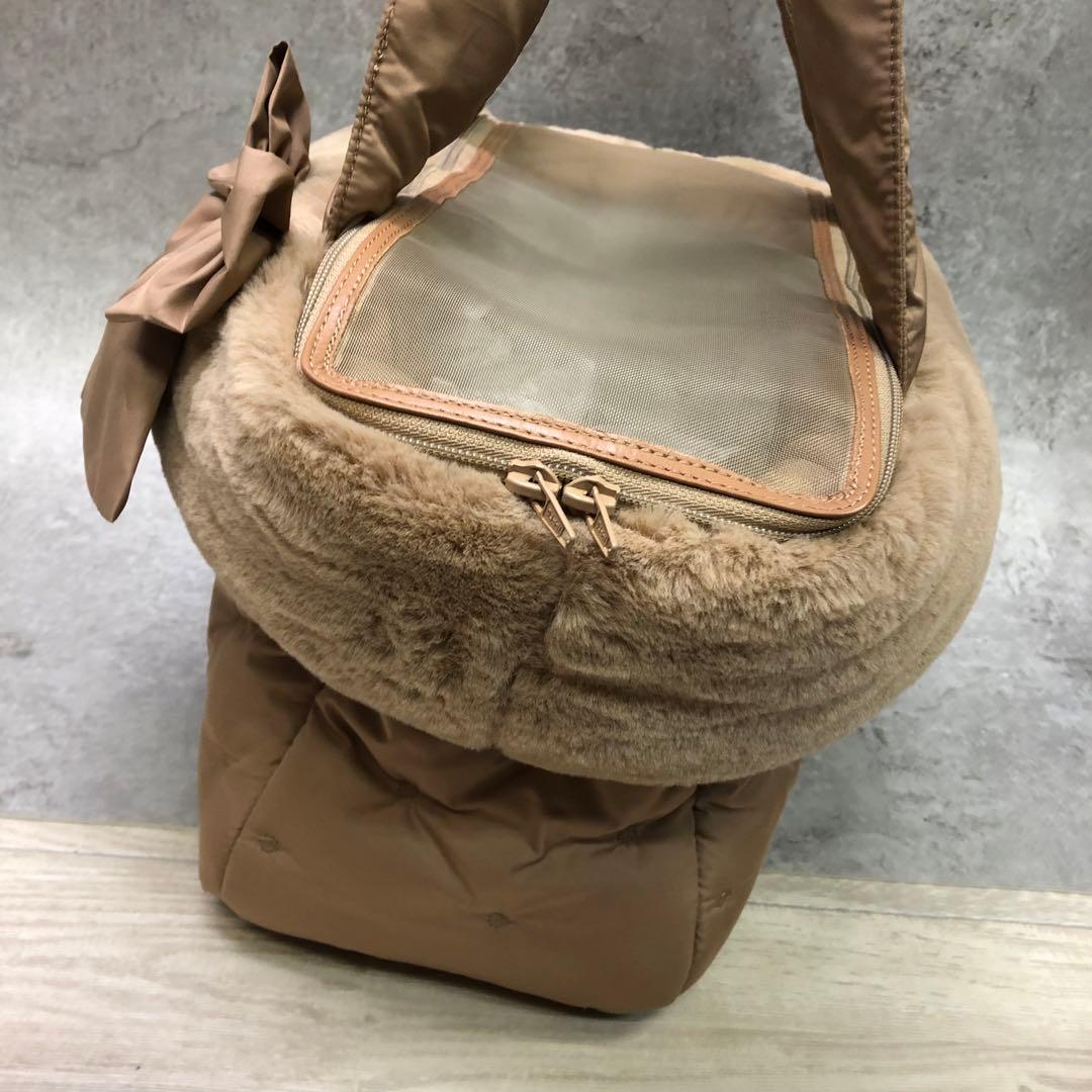 M*a様 未使用 for pets only リボン付きファーキャリーバッグ 犬