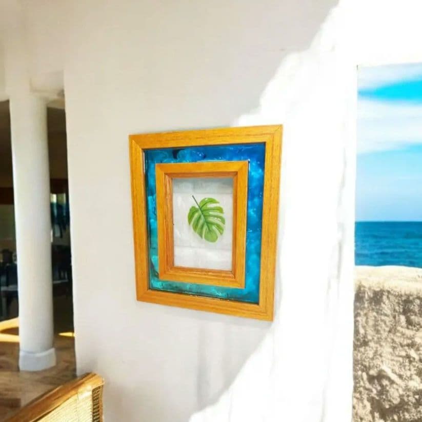 【1210】オーシャンアート　ウッドレジン　フォトフレーム　海レジン　インテリア