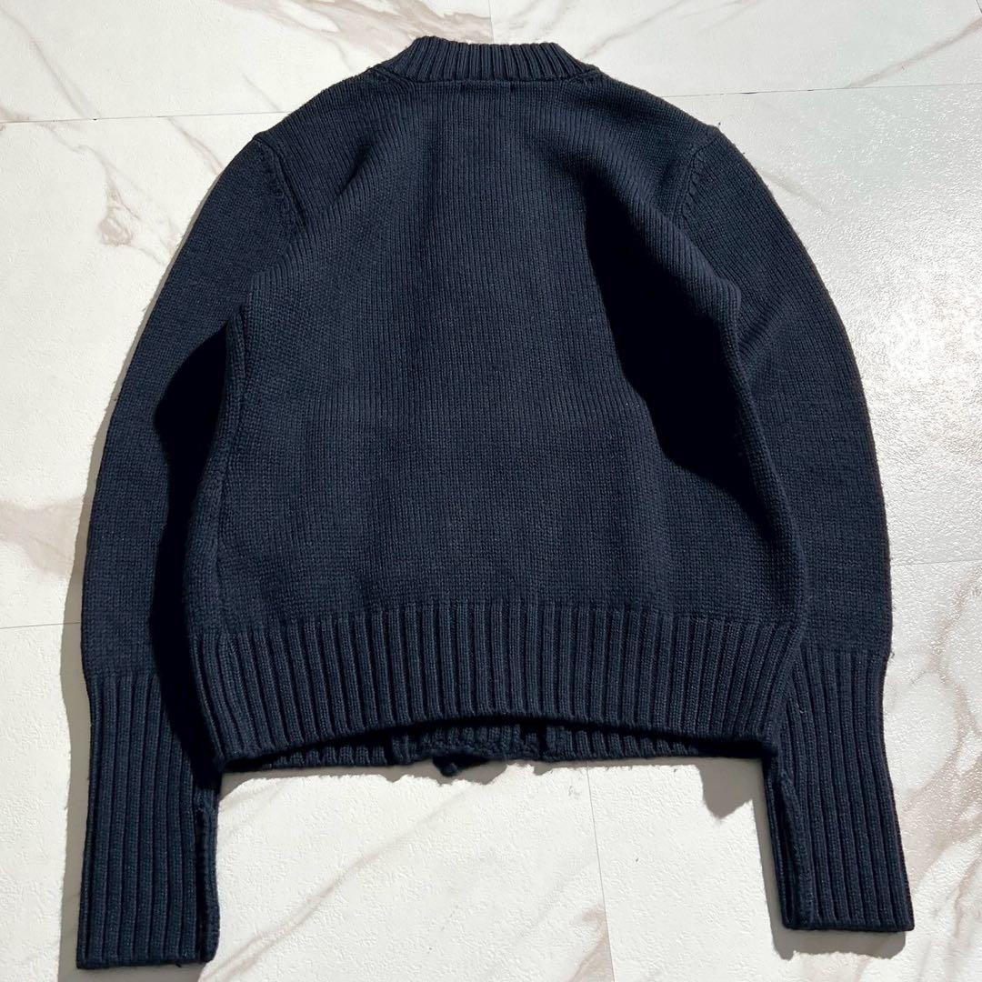 鎌倉シャツ スタンドカラーカーディガン ウール サイズ40 ネイビー ハイネック