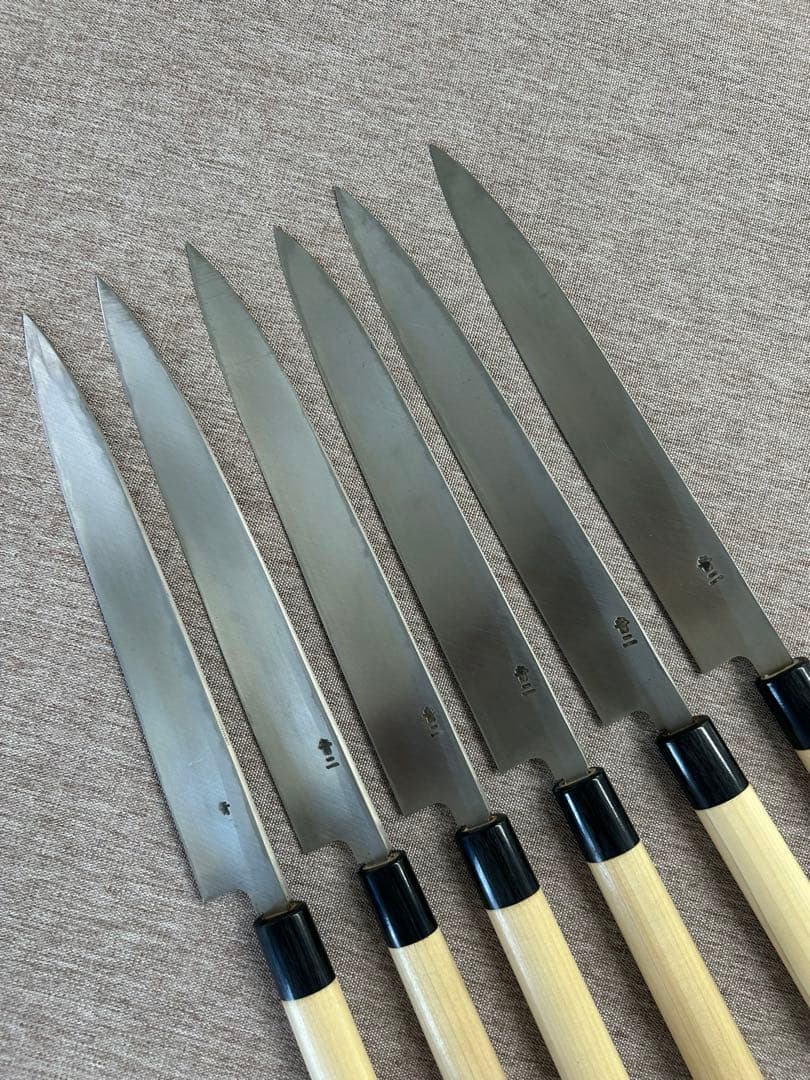 [6個セット] 柳刃 包丁 240mm 安来鋼青紙２号 朴シノギ柄