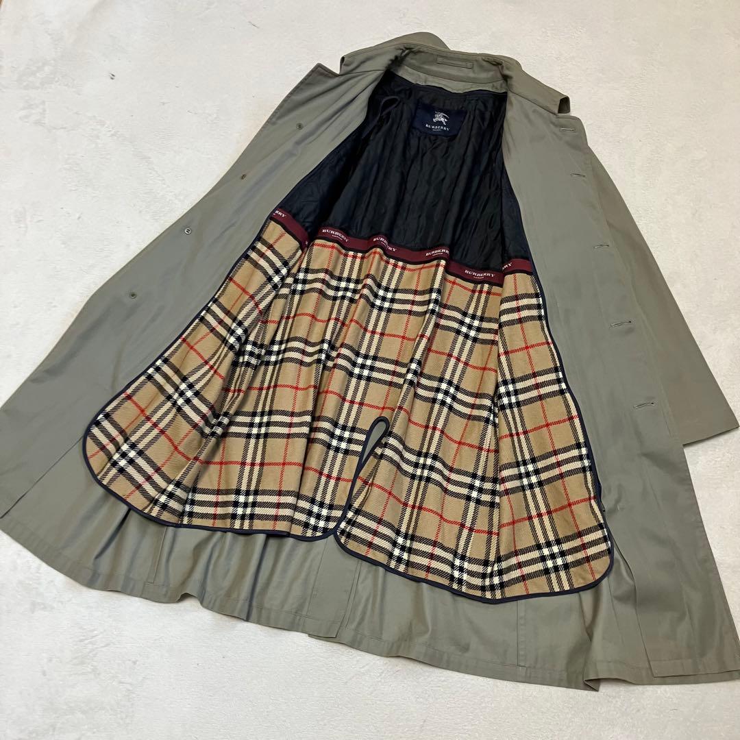 バリーロンドン　ステンカラーコート　ロング　ライナー付　裏ノバチェック　￼L