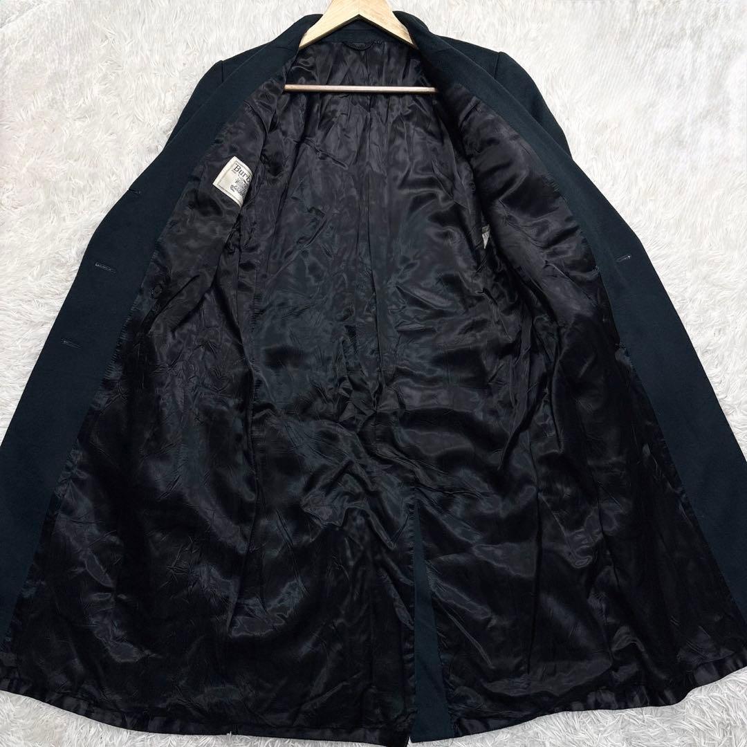 希少 バーバリー カシミヤ100 ダブル チェスターコート 金ボタン グリーン