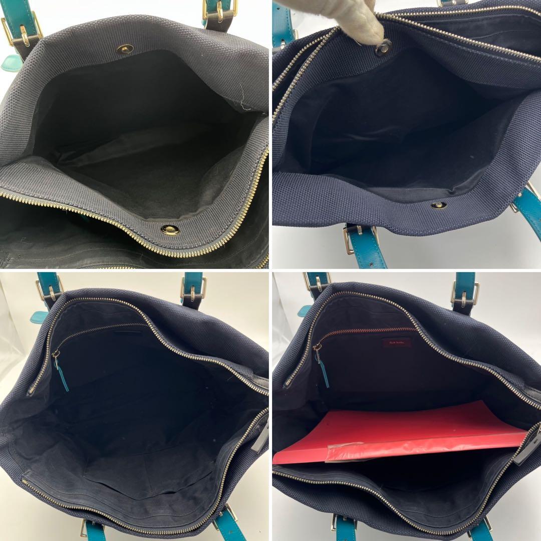 美品 ポールスミス カラードチップ A4◎ トートバッグ キャンバス ネイビー