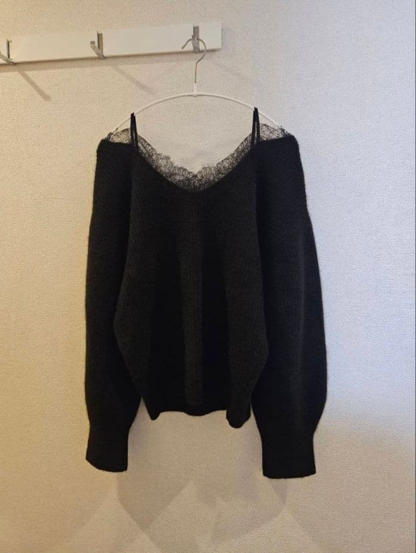 【完売レア】レーストリムラクーンニット FRAY I.D