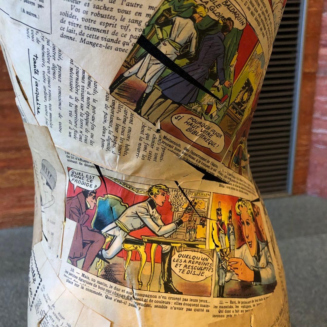 夢八トルソー　フランスの少女紙貼ったトルソー マネキン　ボディーコミックアート