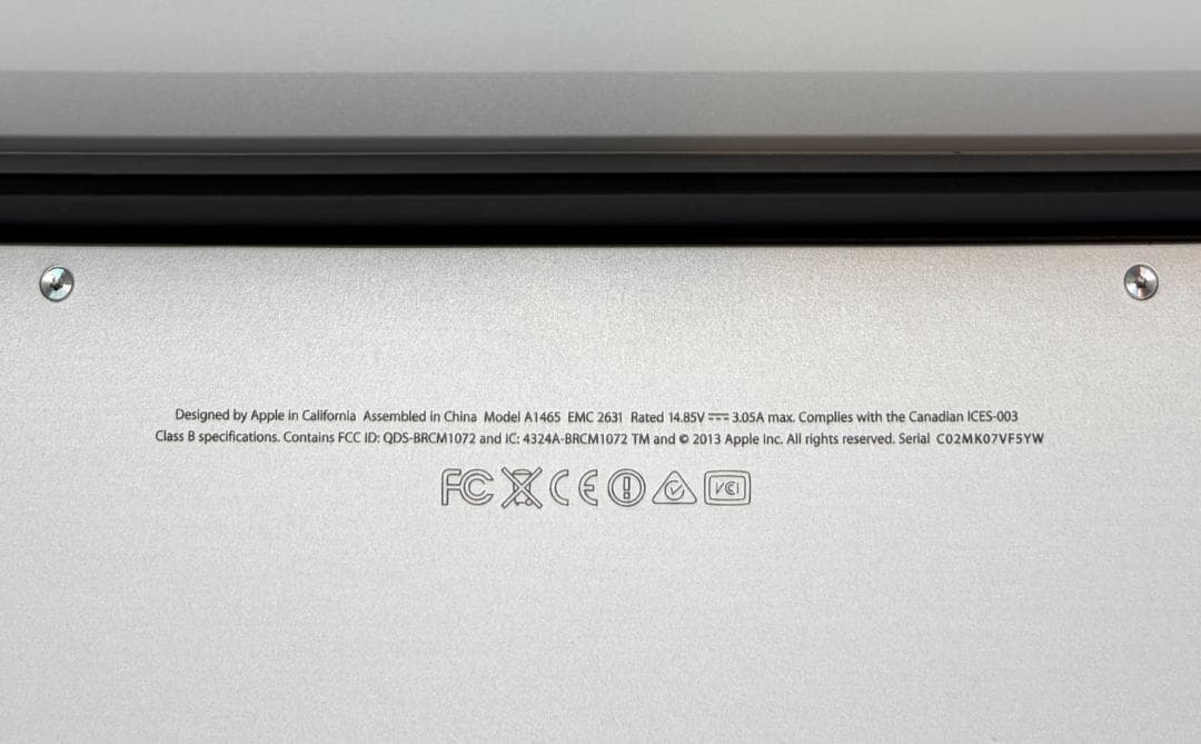 Core i7、MacBook Air 2013、11インチ、8GB、512GB