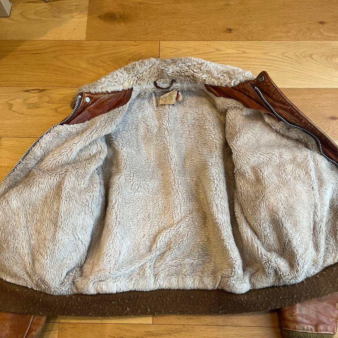 ヤ*グ様 レザー ファー付きブラウンジャケット　ショット　schott Ａ２　a
