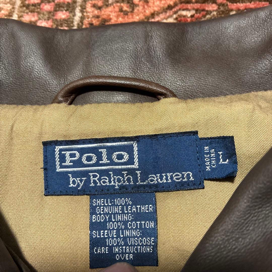 90S 名作 Ralph Lauren レザージャケット 羊革 ブラウン L