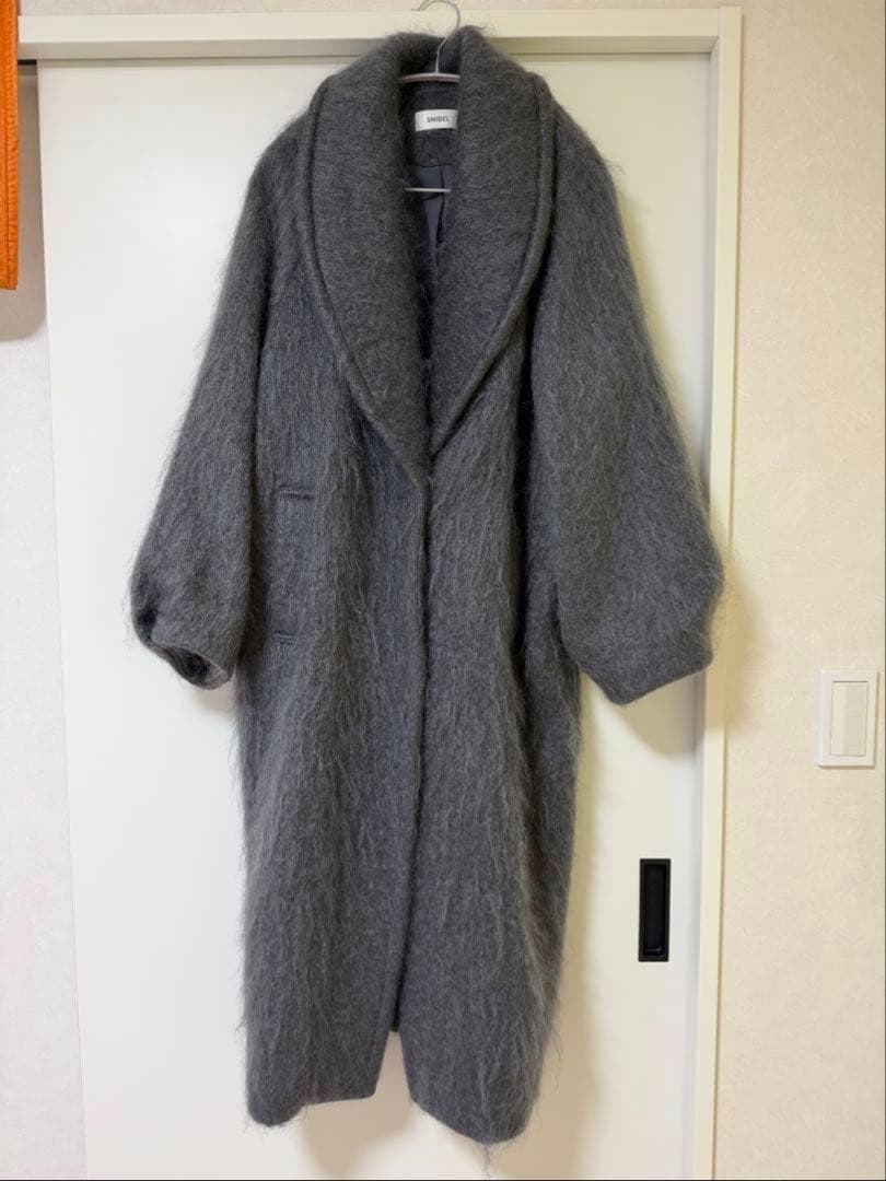 SNIDEL シャギーロングコート ダークグレー