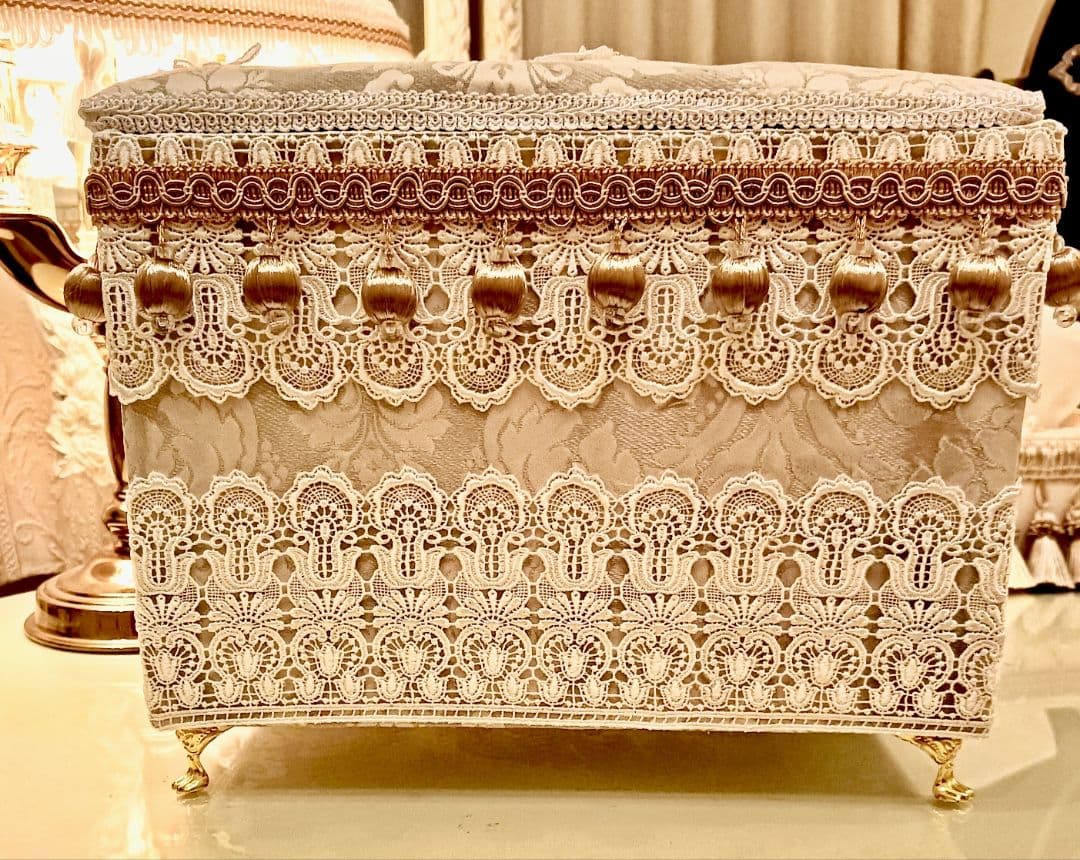 Handmadeカルトナージュレース装飾収納ボックス