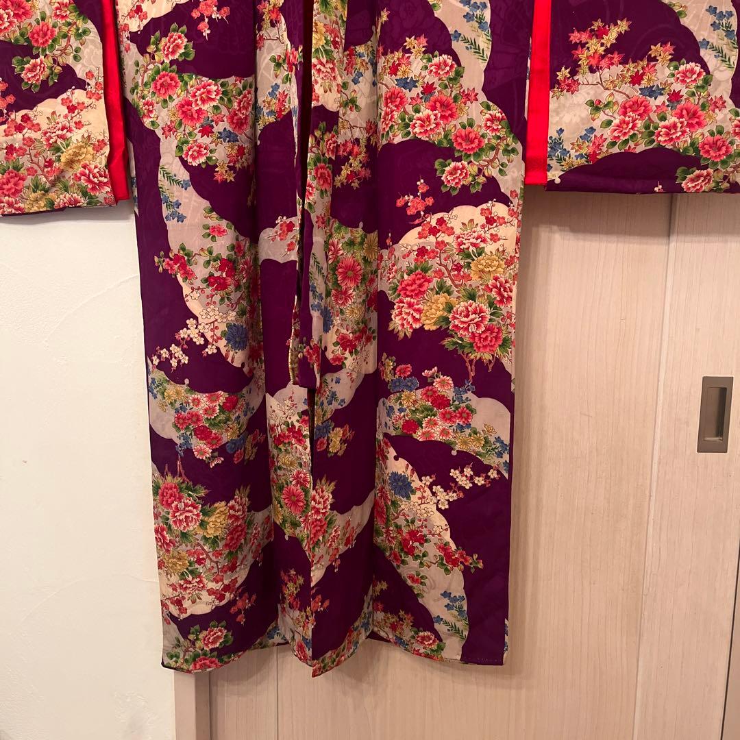 1点もの　大正ロマン　アンティーク着物　七五三　紫　花尽くし