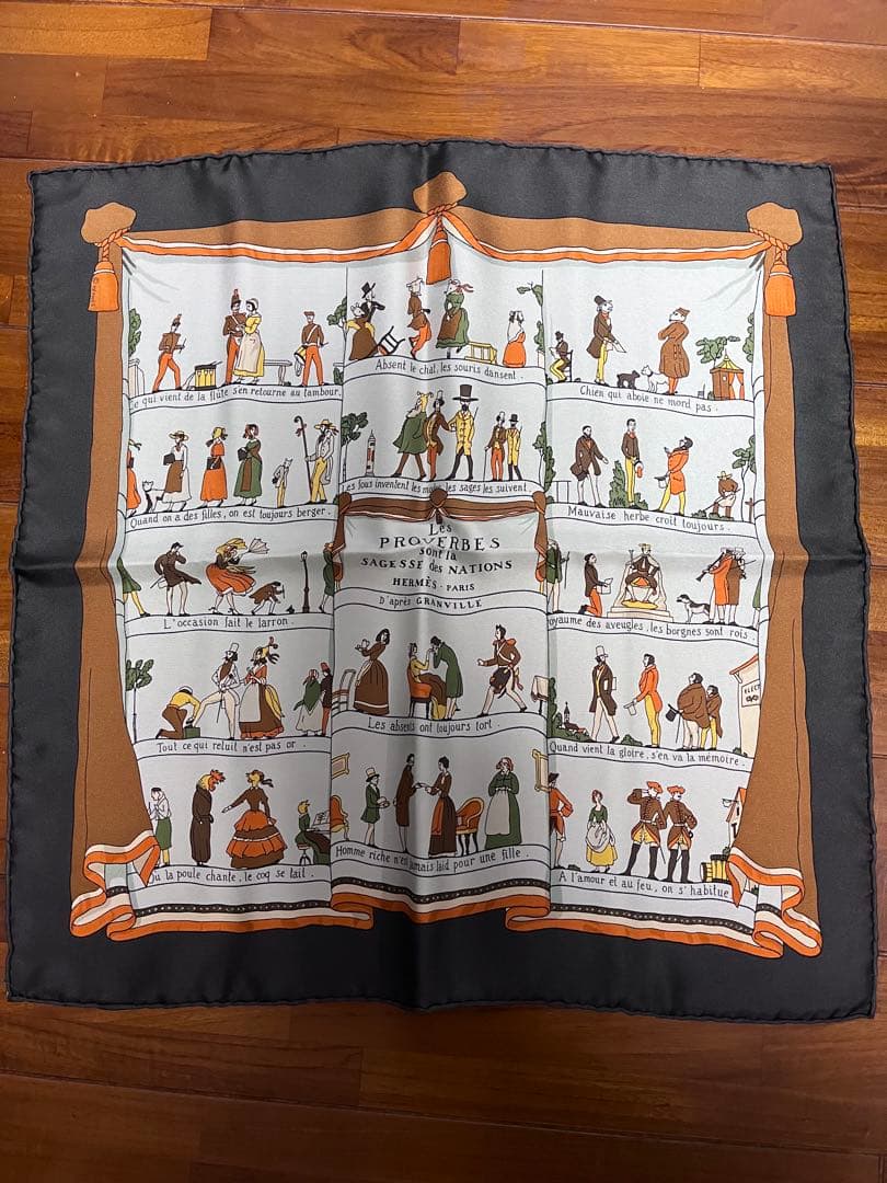 Hermès Les Proverbes シルクスカーフ 45✖️45サイズ