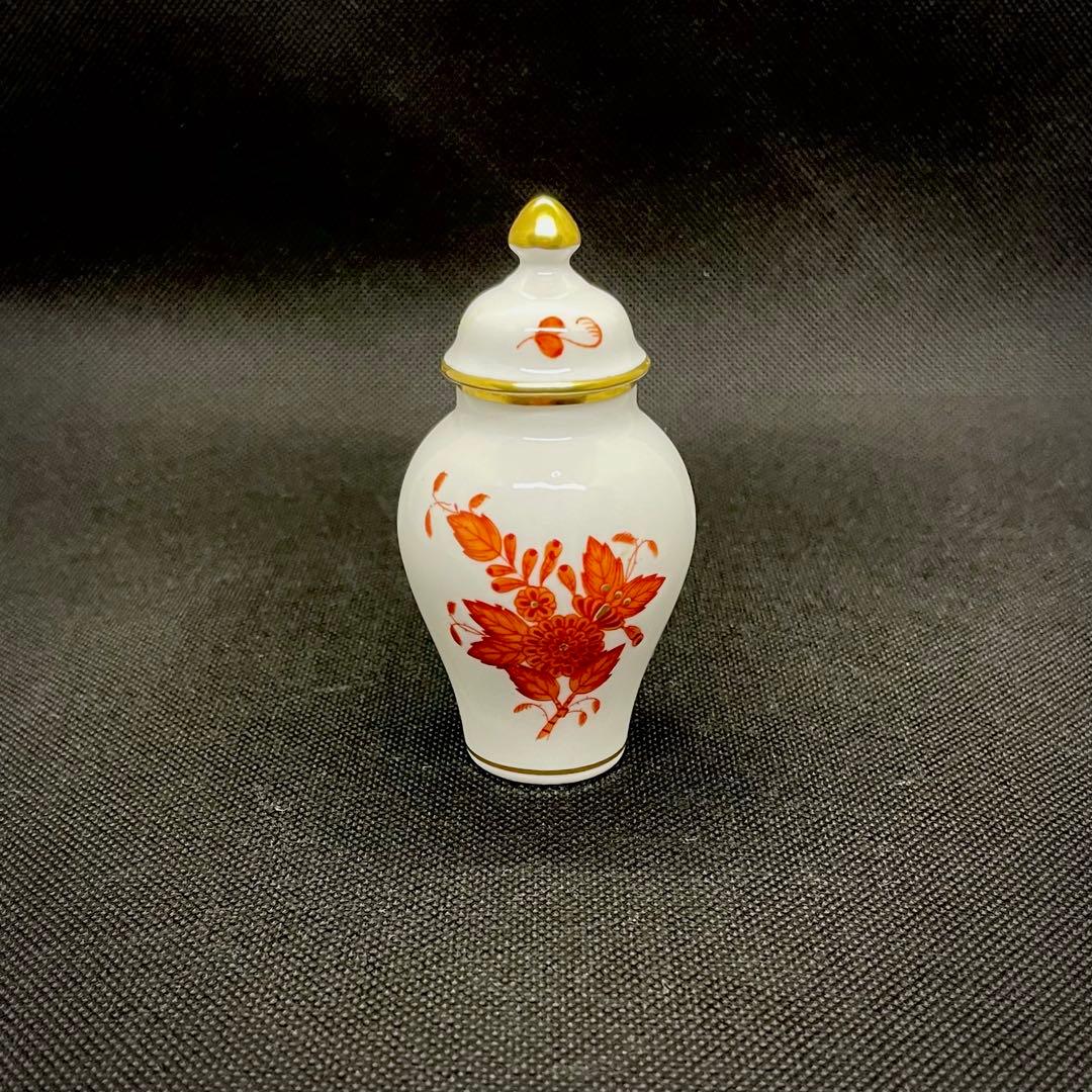 HEREND ヘレンド アポニー　オレンジ　蓋付ミニベース　フラワースタンド