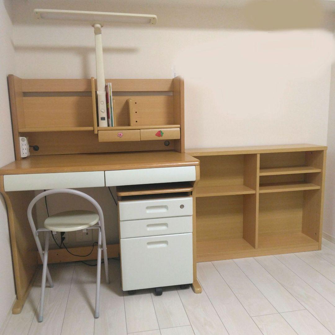 学習机　机　小学生　勉強机　椅子つき　棚つき