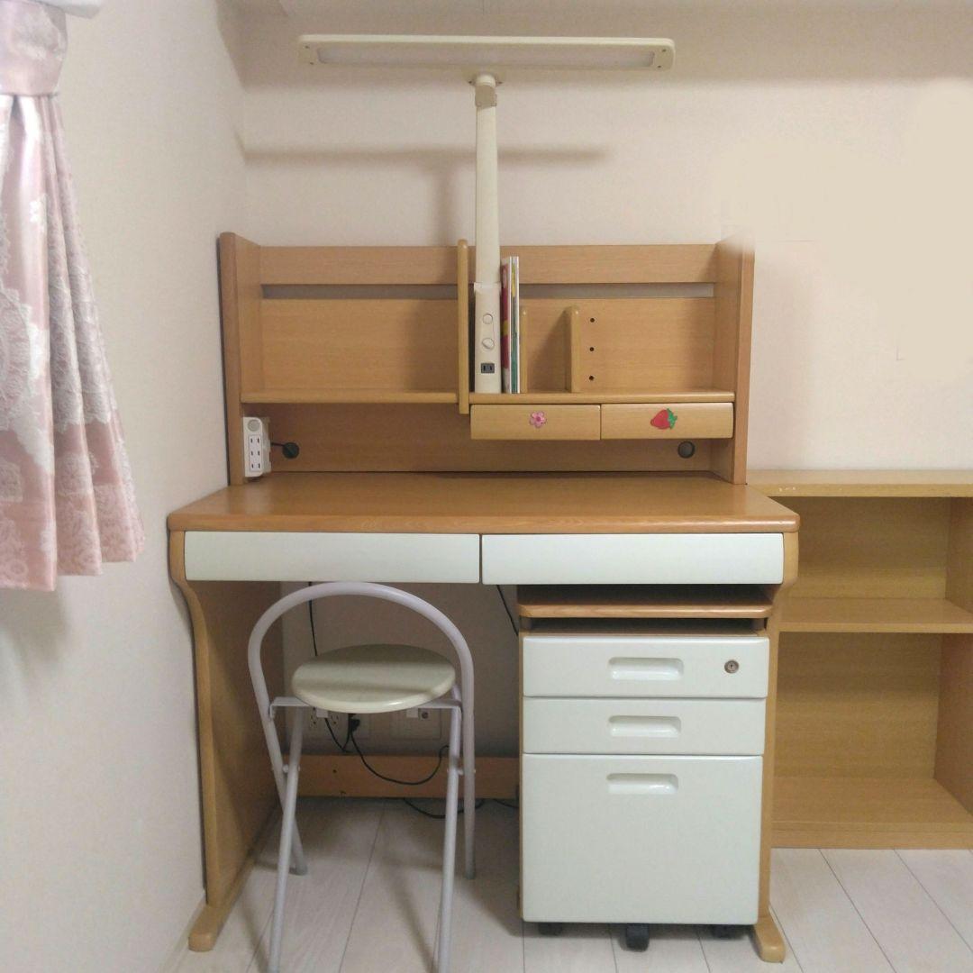 学習机　机　小学生　勉強机　椅子つき　棚つき