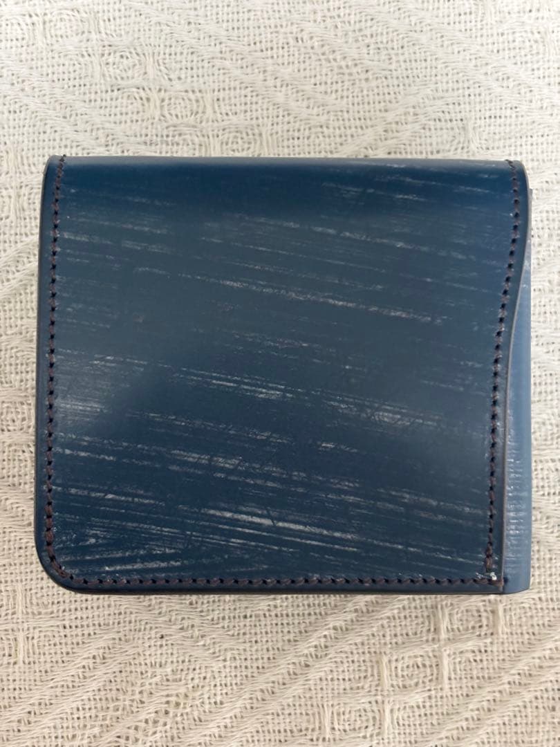 池之端銀革店 CRAMP ブルー コンパクト二つ折り財布