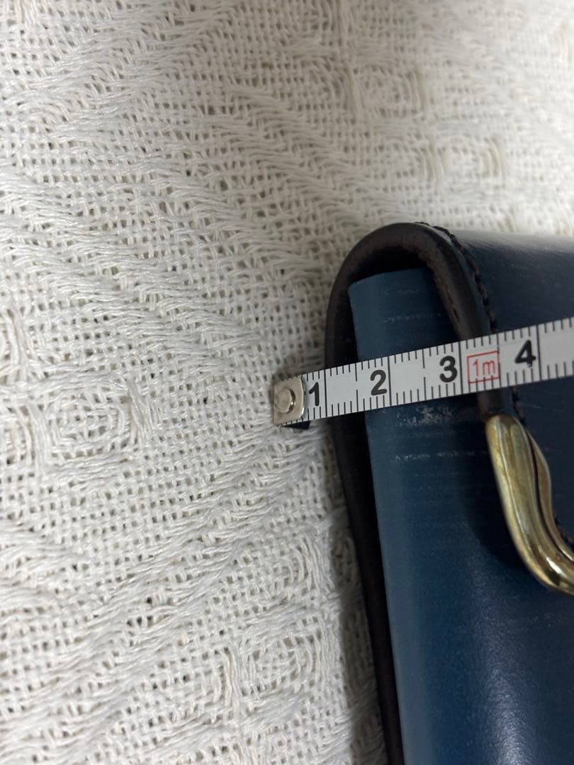 池之端銀革店 CRAMP ブルー コンパクト二つ折り財布