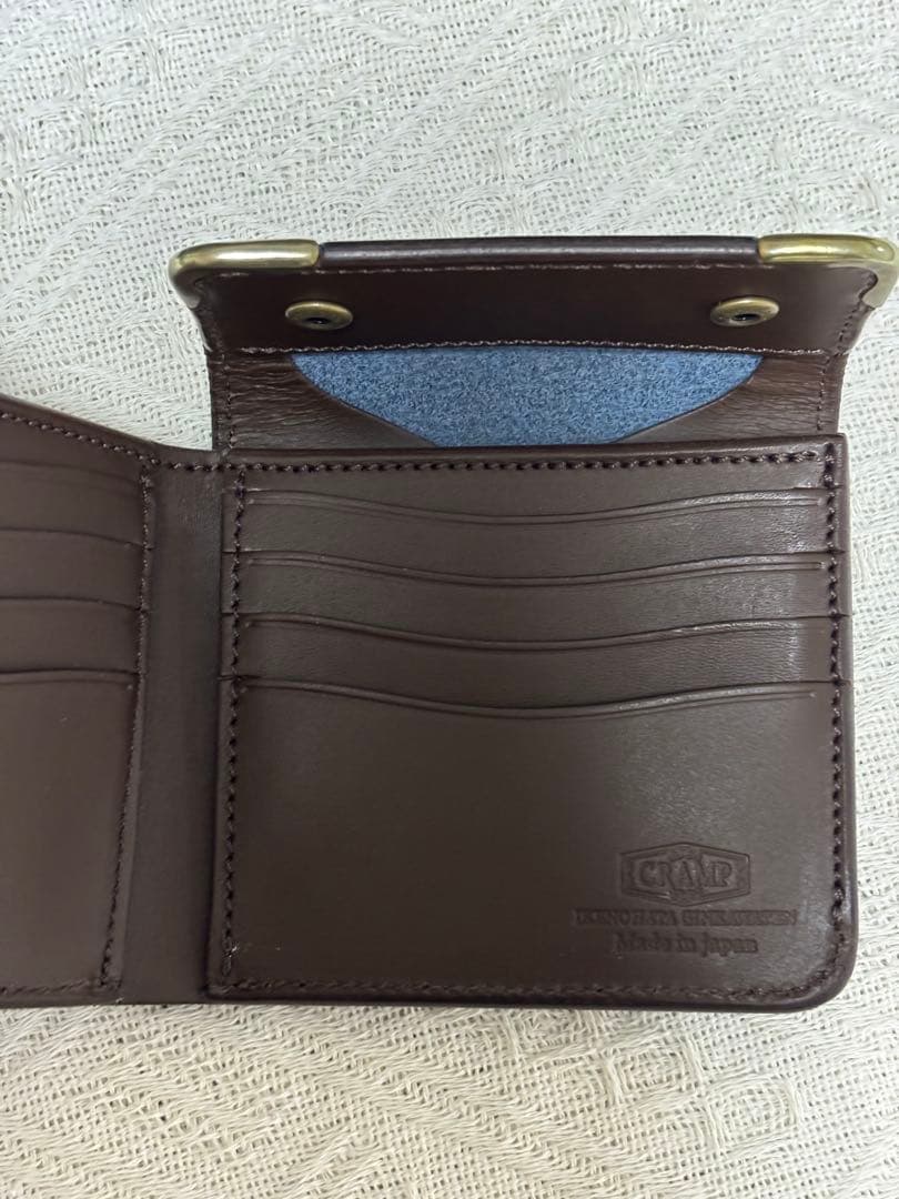 池之端銀革店 CRAMP ブルー コンパクト二つ折り財布