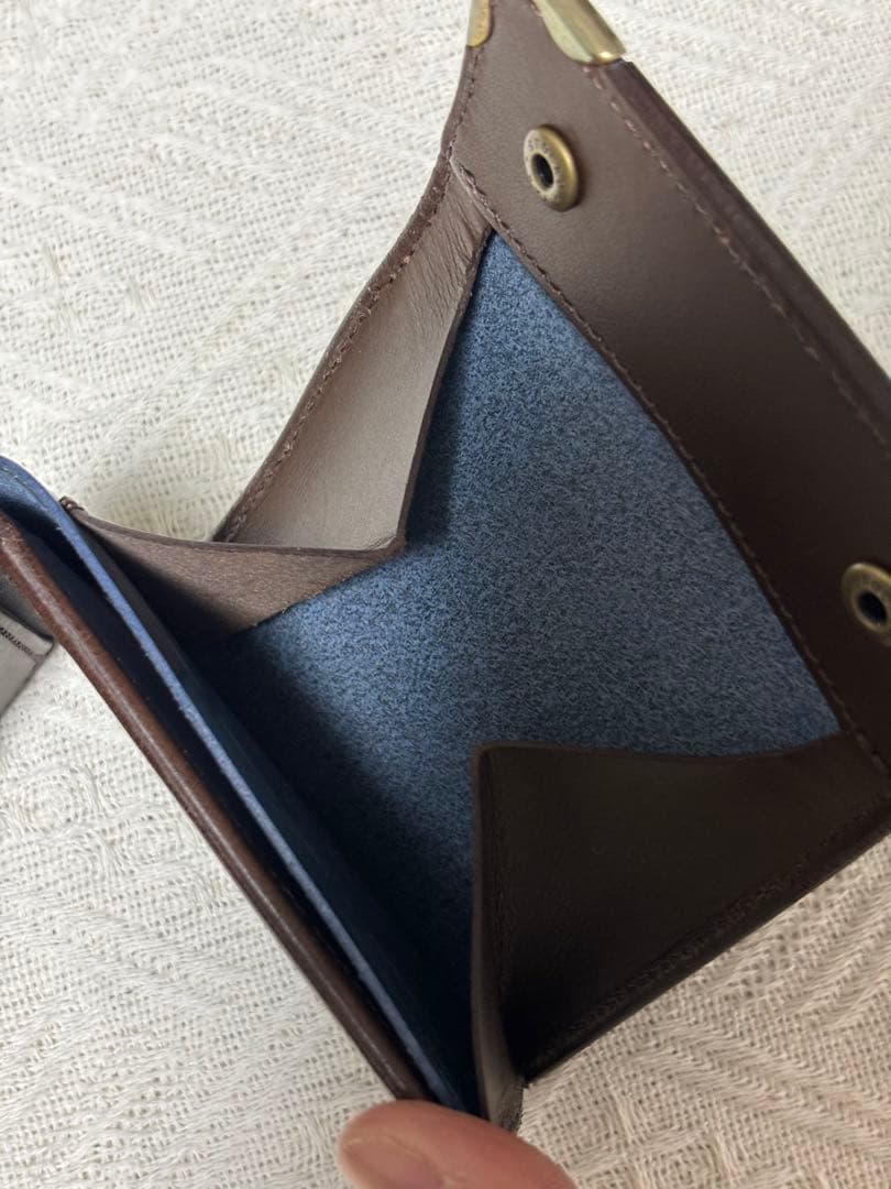 池之端銀革店 CRAMP ブルー コンパクト二つ折り財布