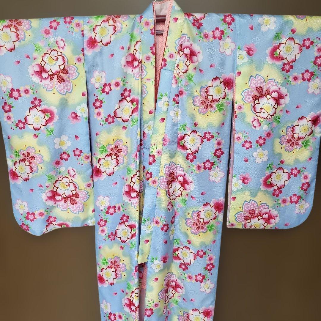 花柄着物 青色 七五三