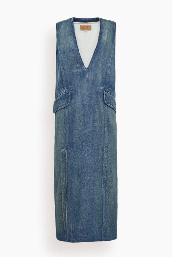 MM6 デニム Vネック ロングサロペット