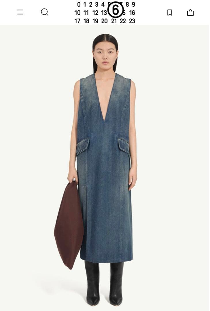 MM6 デニム Vネック ロングサロペット