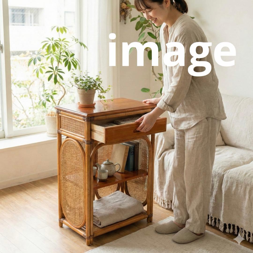 ラタン ヴィンテージ キャビネット 籐 昭和レトロ