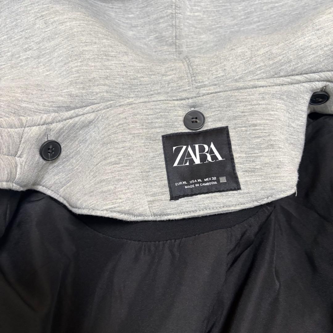 【美品】ZARA デタッチャブルフードコート ロング チェスター 黒ブラックXL