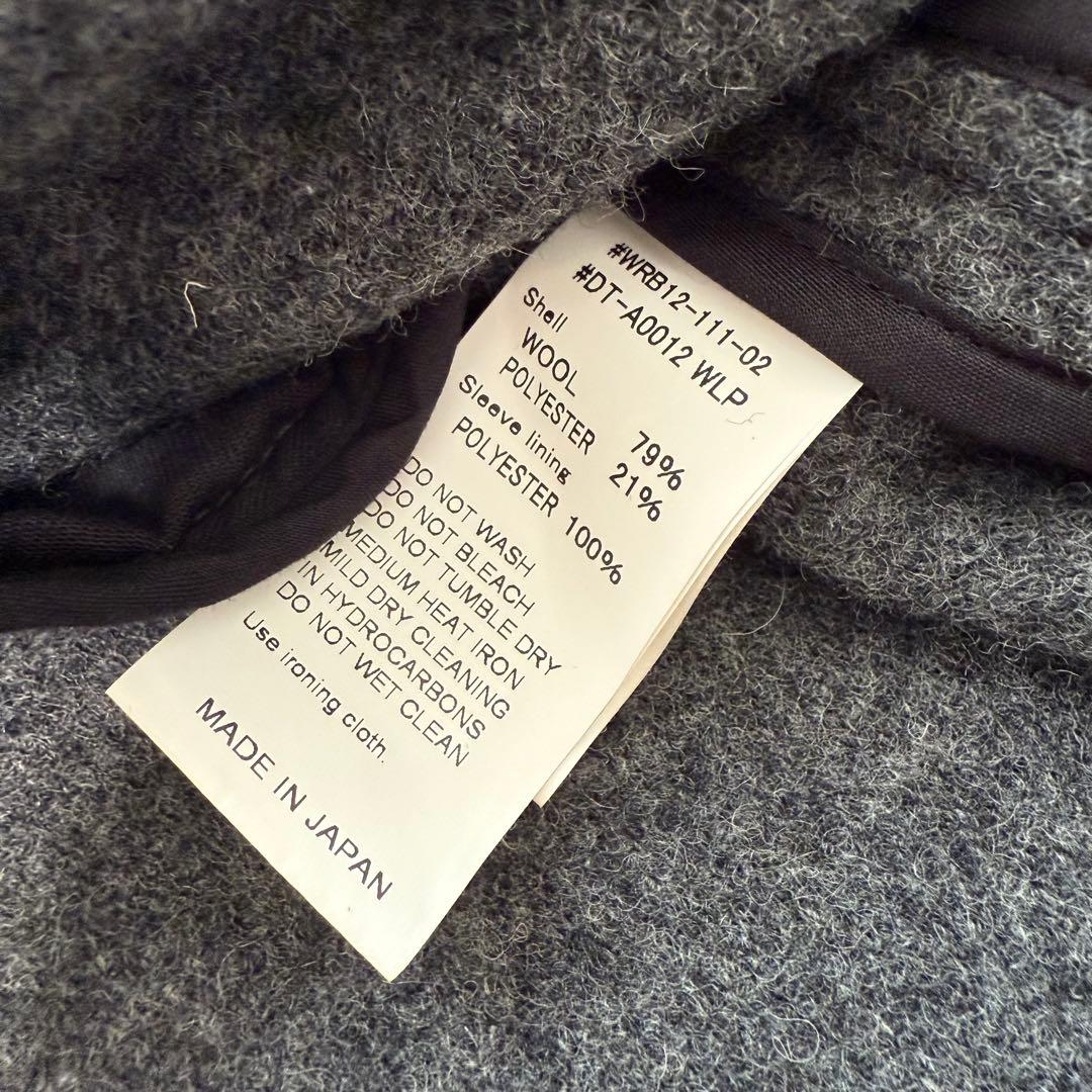 DANTON ダントン ウール ライトパイル ノーカラー ロングコート