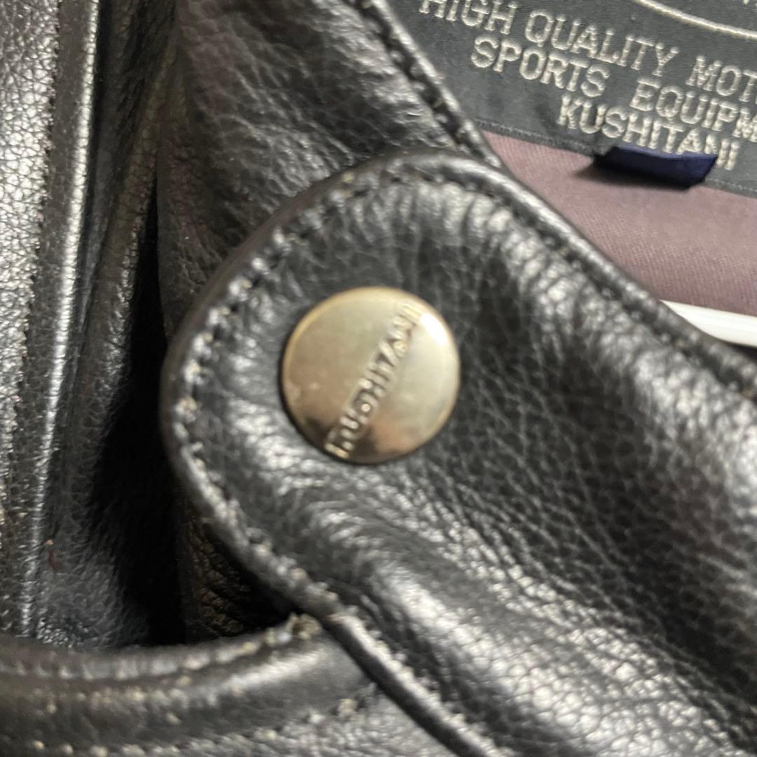 KUSHITANI ブラック レザーライダースジャケット　本革　黒　BLACK