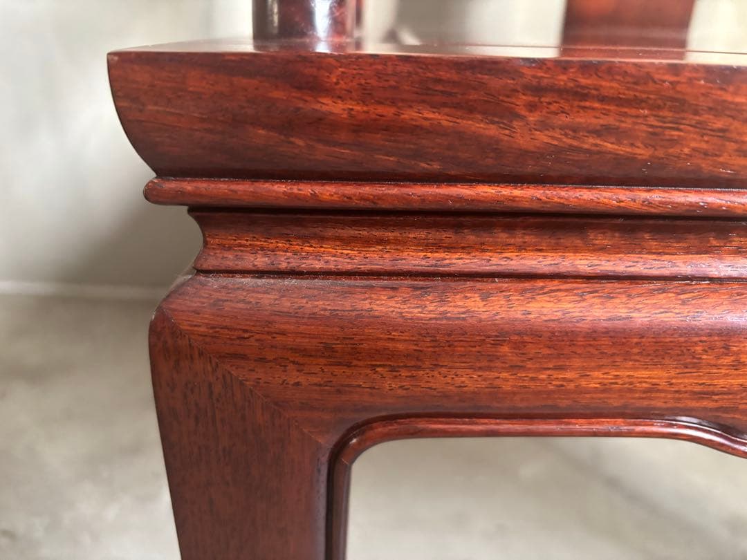 アンティーク 唐木 花梨 無垢材 肘付イス 古家具 アームチェア 木製 ②