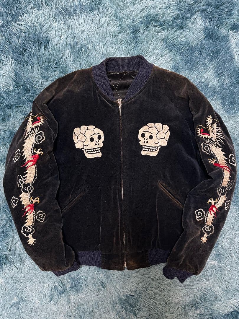 テーラー東洋 M品番 別珍 リバーシブル スカジャン　ベロア　蛇髑髏　ドクロ