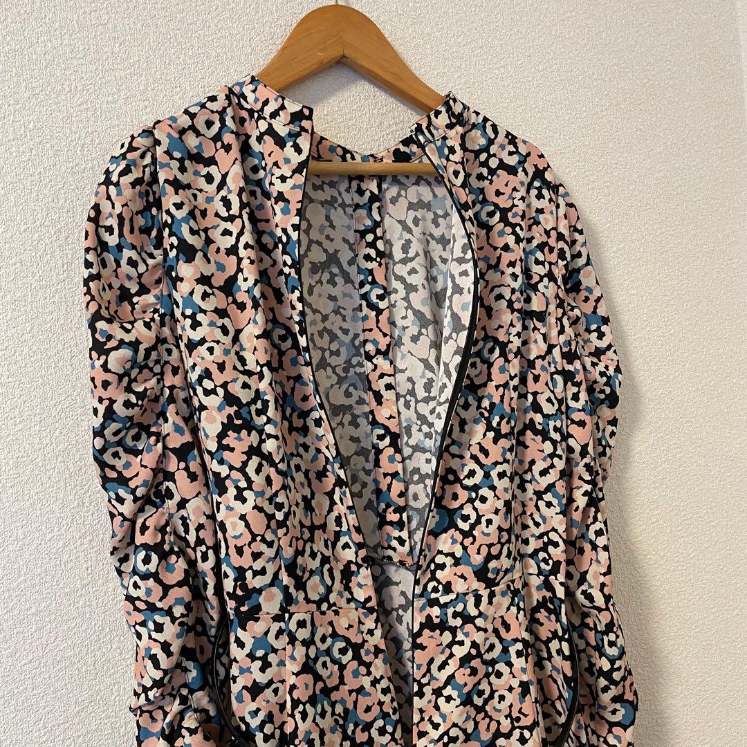 専用です　アナイ 38 レオパードフラワープリント切り替え ワンピース