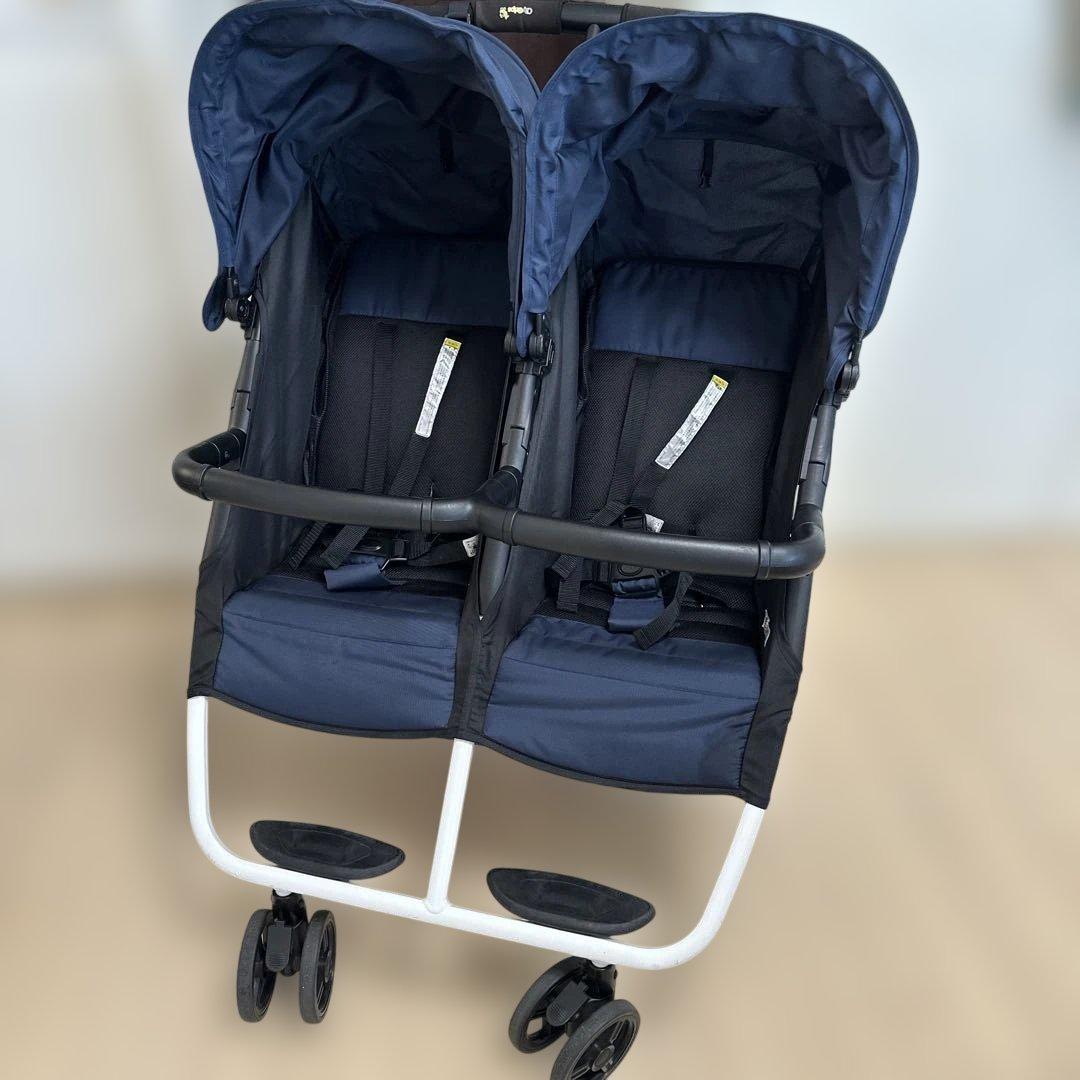 ココロン ツイン 横型二人乗りベビーカー ネイビー