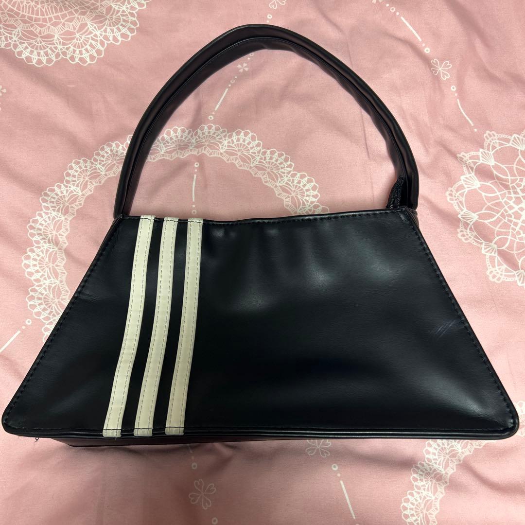adidas ベルベットジャージ XS～Sブラックホワイト 手提げバッグ セット