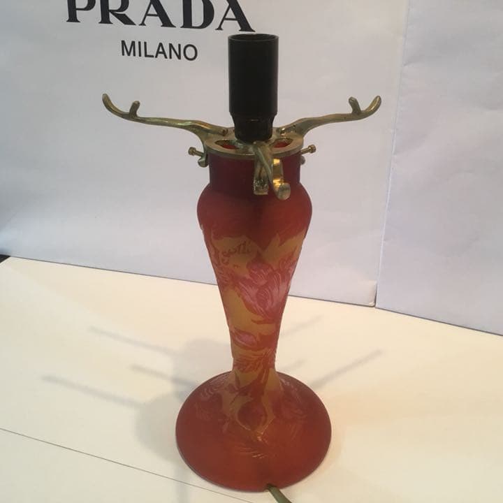 エミール・ガレ 復刻版 新品 ルーマニア カメオ彫 ランプ ライトスタンド 希少