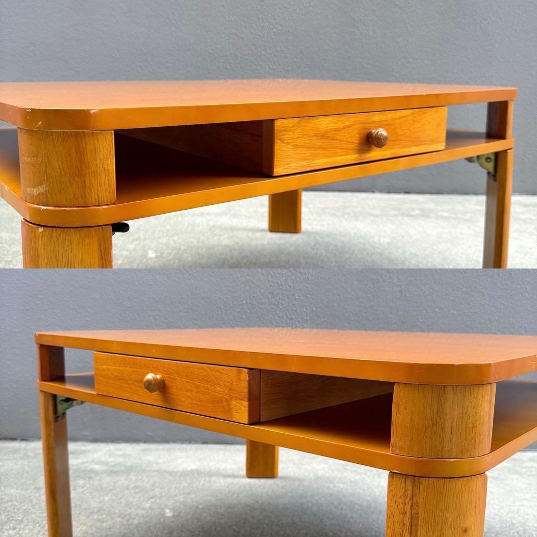 希少✴︎レトロ 北欧カラー センターテーブル 引出し 折畳みテーブル ローテーブル