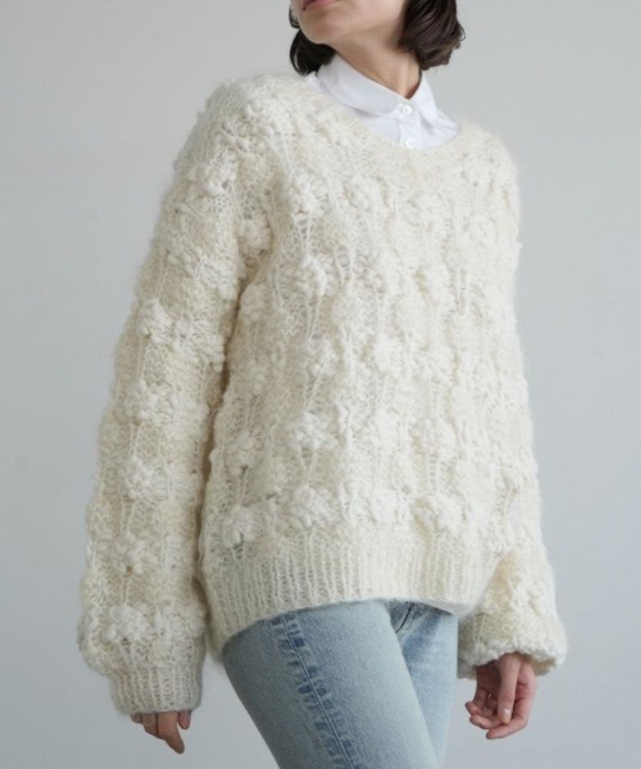 トップス CLANE BUMPY OVER V NECK KNIT TOPS