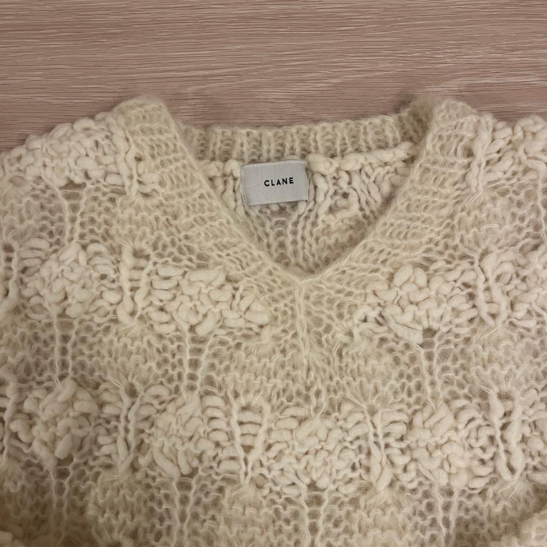 トップス CLANE BUMPY OVER V NECK KNIT TOPS