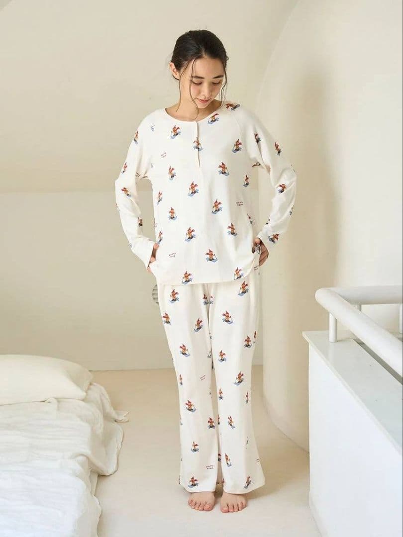 スキーベア柄ロンT スキーベア柄ロングパンツ ジェラピケ