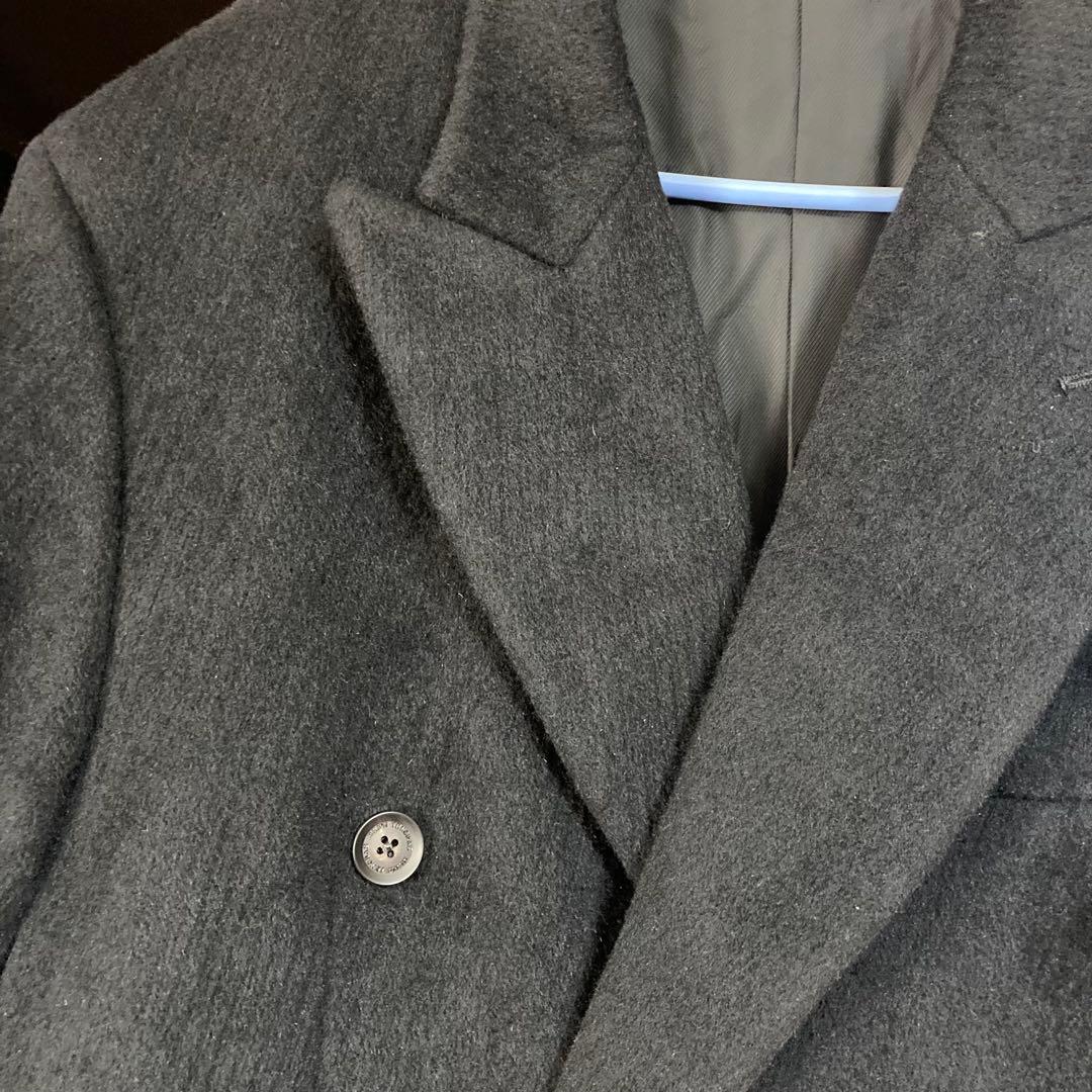 美品★メンズティノラス アンゴラ65％ ダブル ロングコート マキシ 日本製 黒