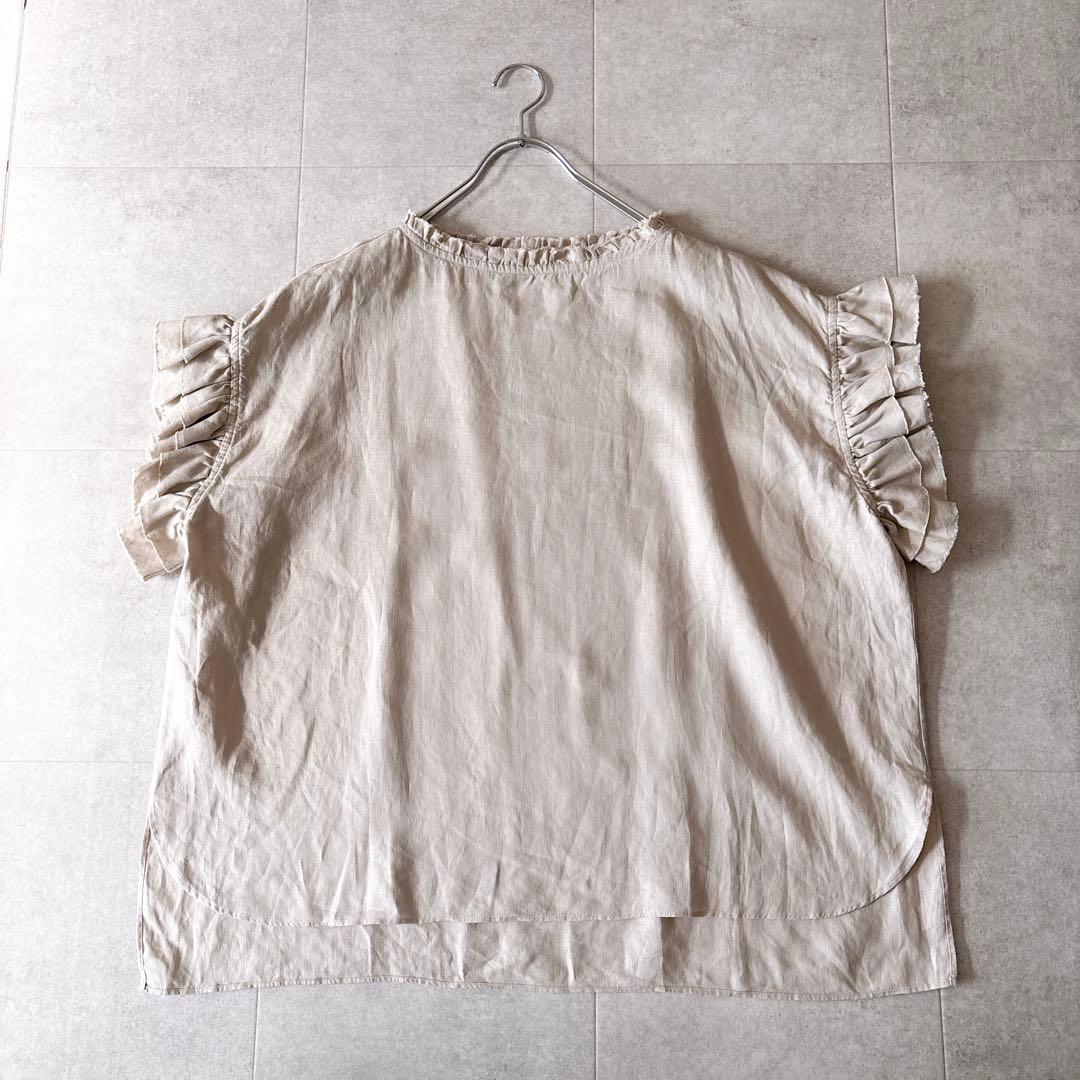 未使用級✨24SS 定価2,7万 ハウスオブロータス リネンフリルブラウス M