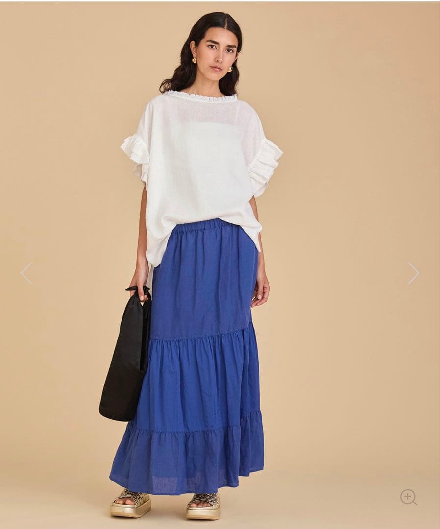 未使用級✨24SS 定価2,7万 ハウスオブロータス リネンフリルブラウス M